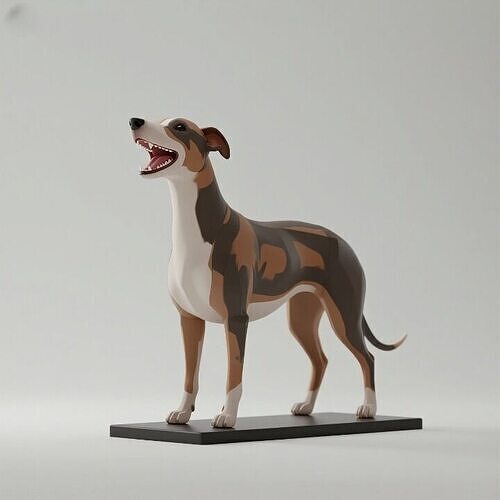 1111  Colorful  Laughing   Galgo Dog on Base  pug 3D print model