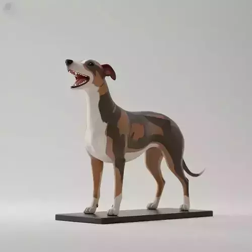 1111  Colorful  Laughing   Galgo Dog on Base  pug