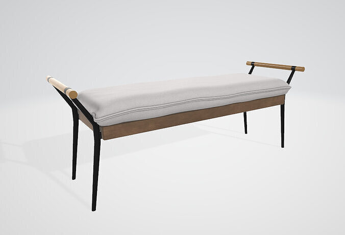 LONG BENCH Low-poly 3D model