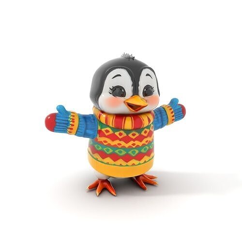 Adorable Penguin Character Rigged and Animated in Colorful Sw... Low-poly 3D model