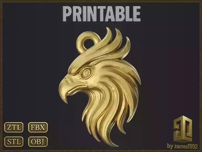 Stylized Eagle Head Pendant