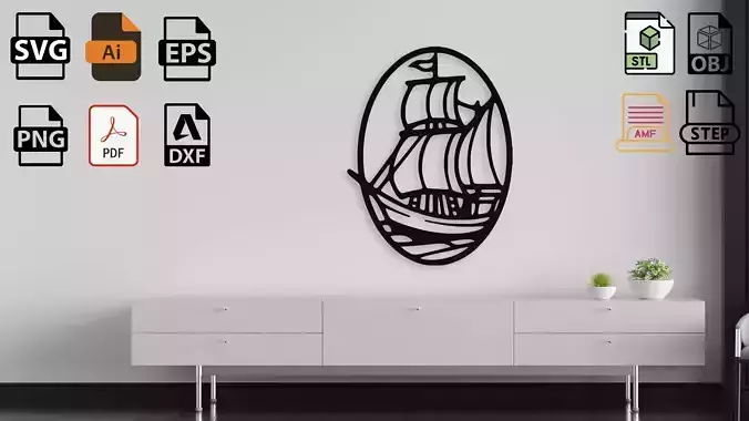Sailing Ship Wall Decor 3D print model