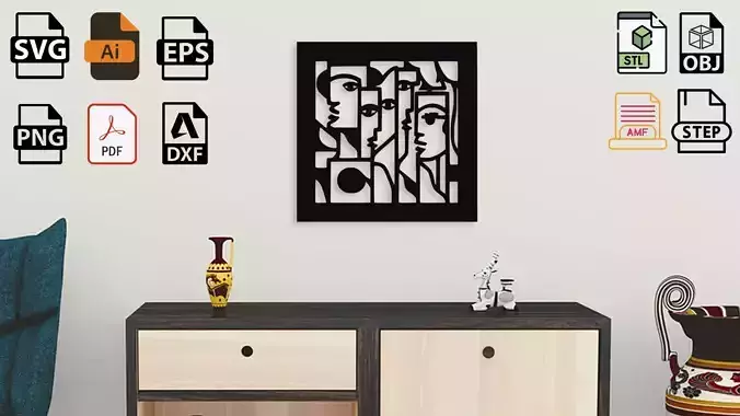 Cubist Faces Wall Decor
