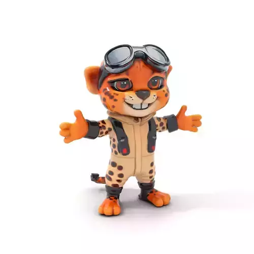 Cheetah Aviator Character  Rigged and Animated