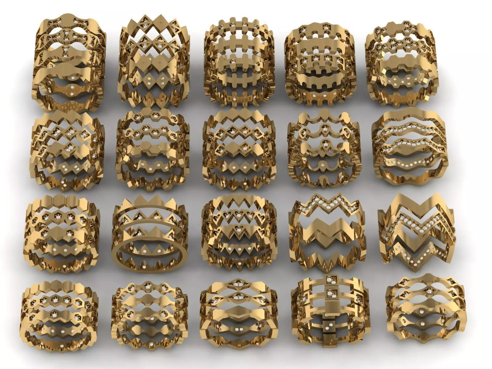 Minimal Rail Ring Collection 3D print model_0