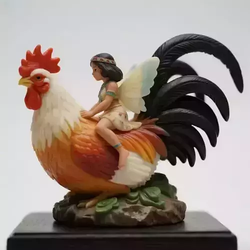 1113Fairy Rider COLORFUL  3D Printed  Fairy on Rooster