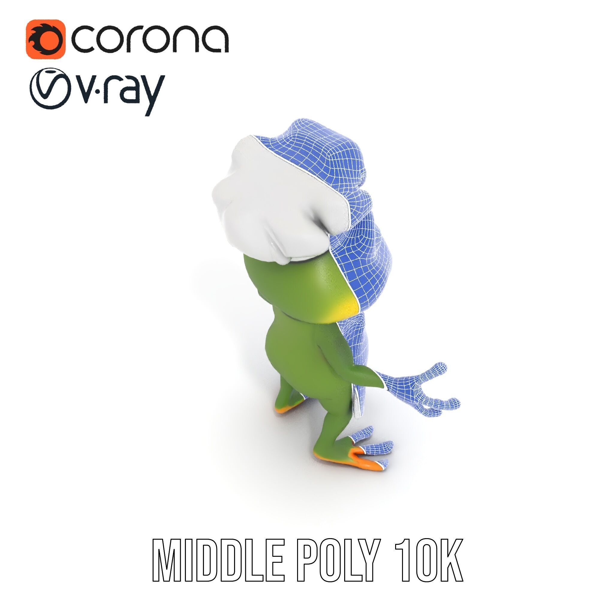 Chef Frog Character Model  Rigged and Animated Low-poly 3D model_29