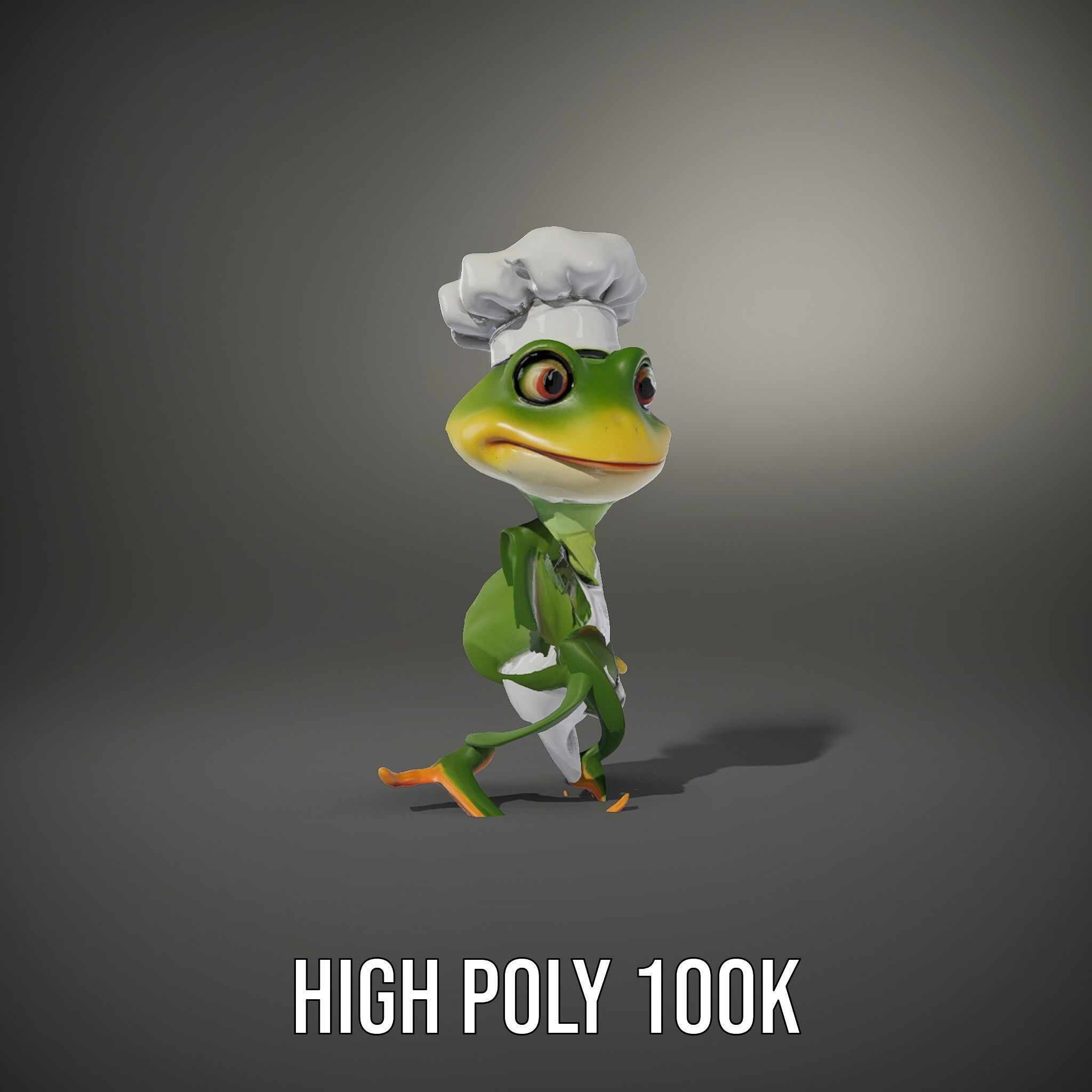 Chef Frog Character Model  Rigged and Animated Low-poly 3D model_31