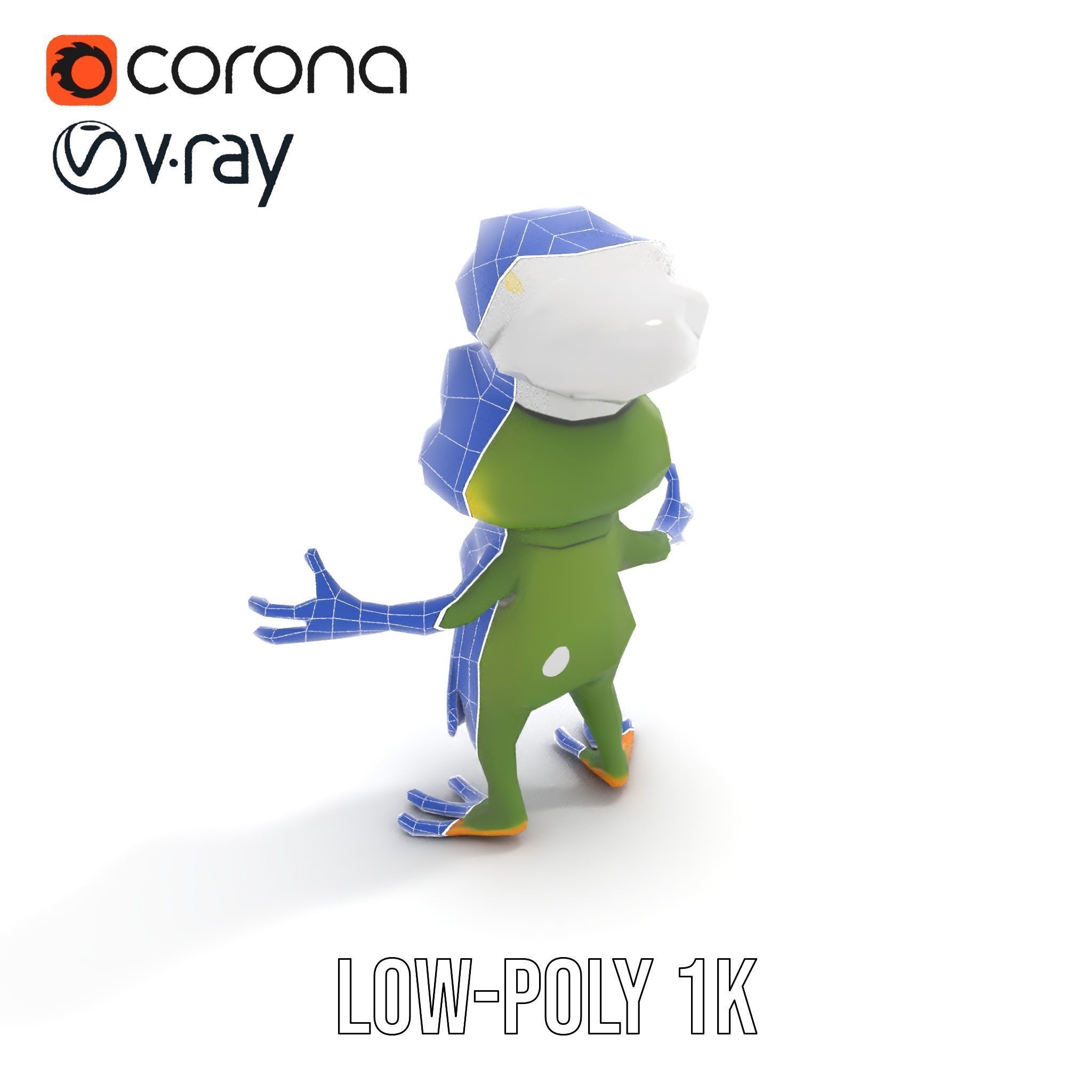 Chef Frog Character Model  Rigged and Animated Low-poly 3D model_27