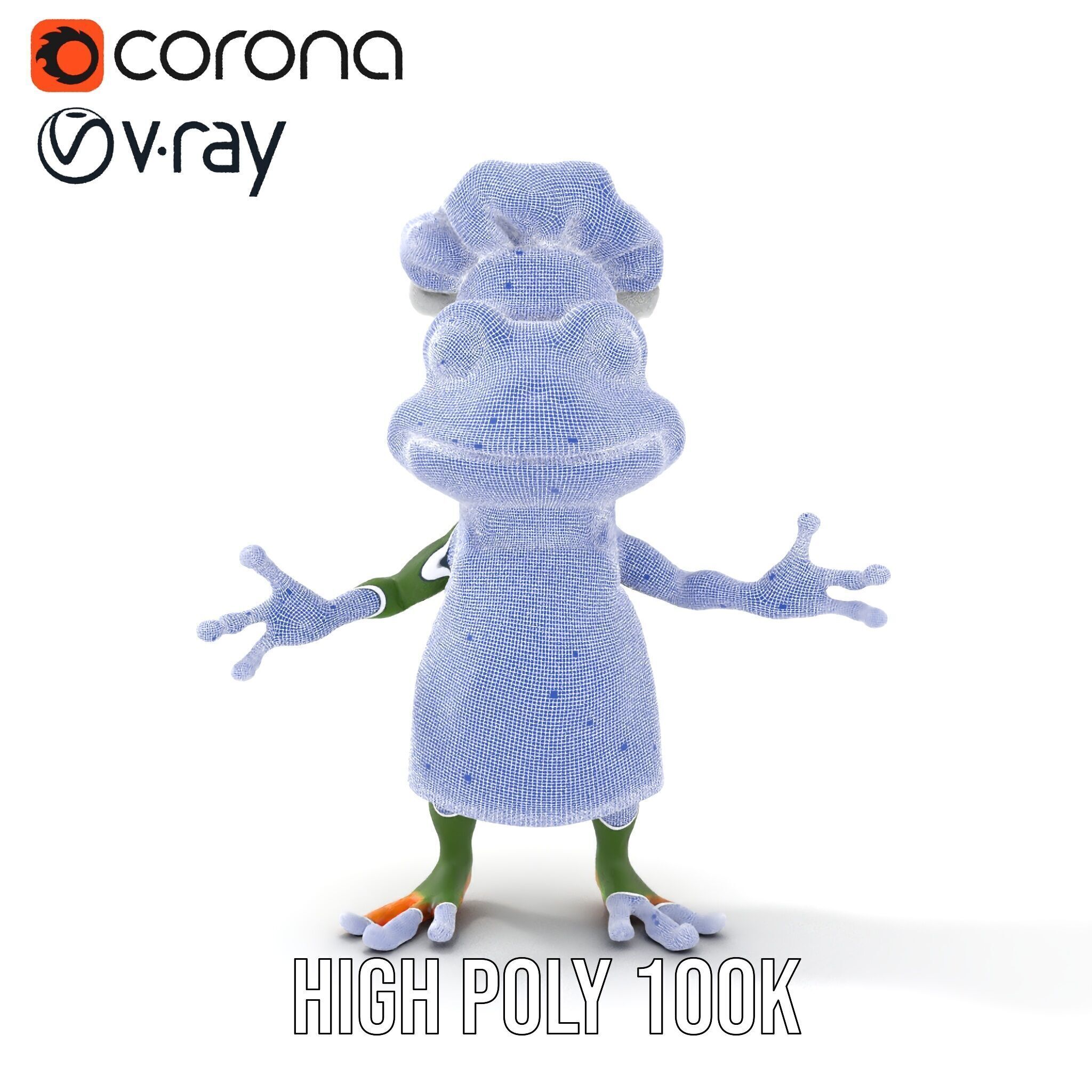 Chef Frog Character Model  Rigged and Animated Low-poly 3D model_23