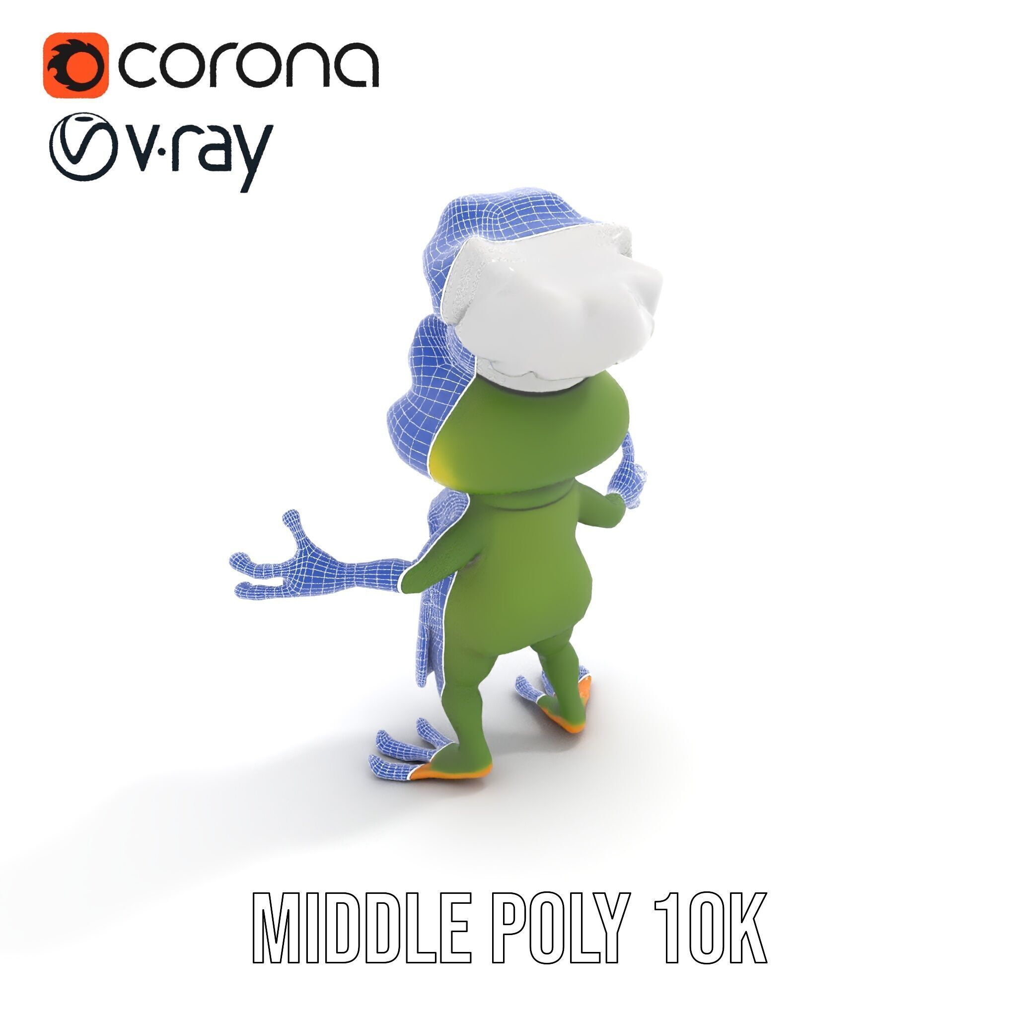 Chef Frog Character Model  Rigged and Animated Low-poly 3D model_26