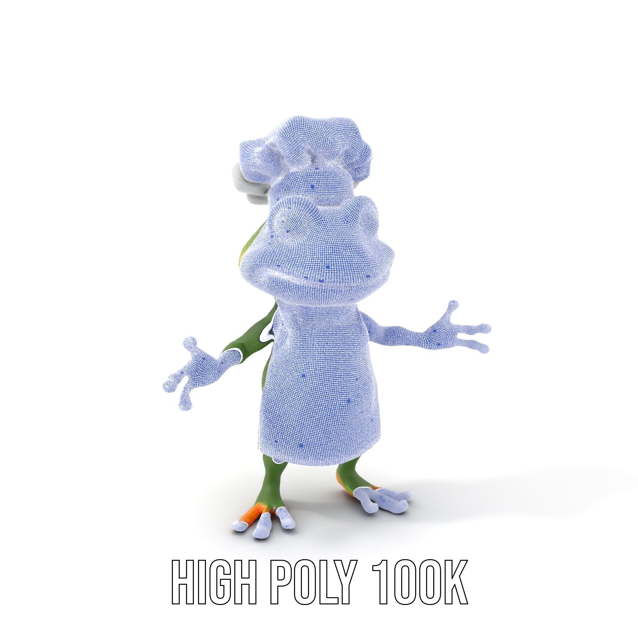 Chef Frog Character Model  Rigged and Animated Low-poly 3D model_4