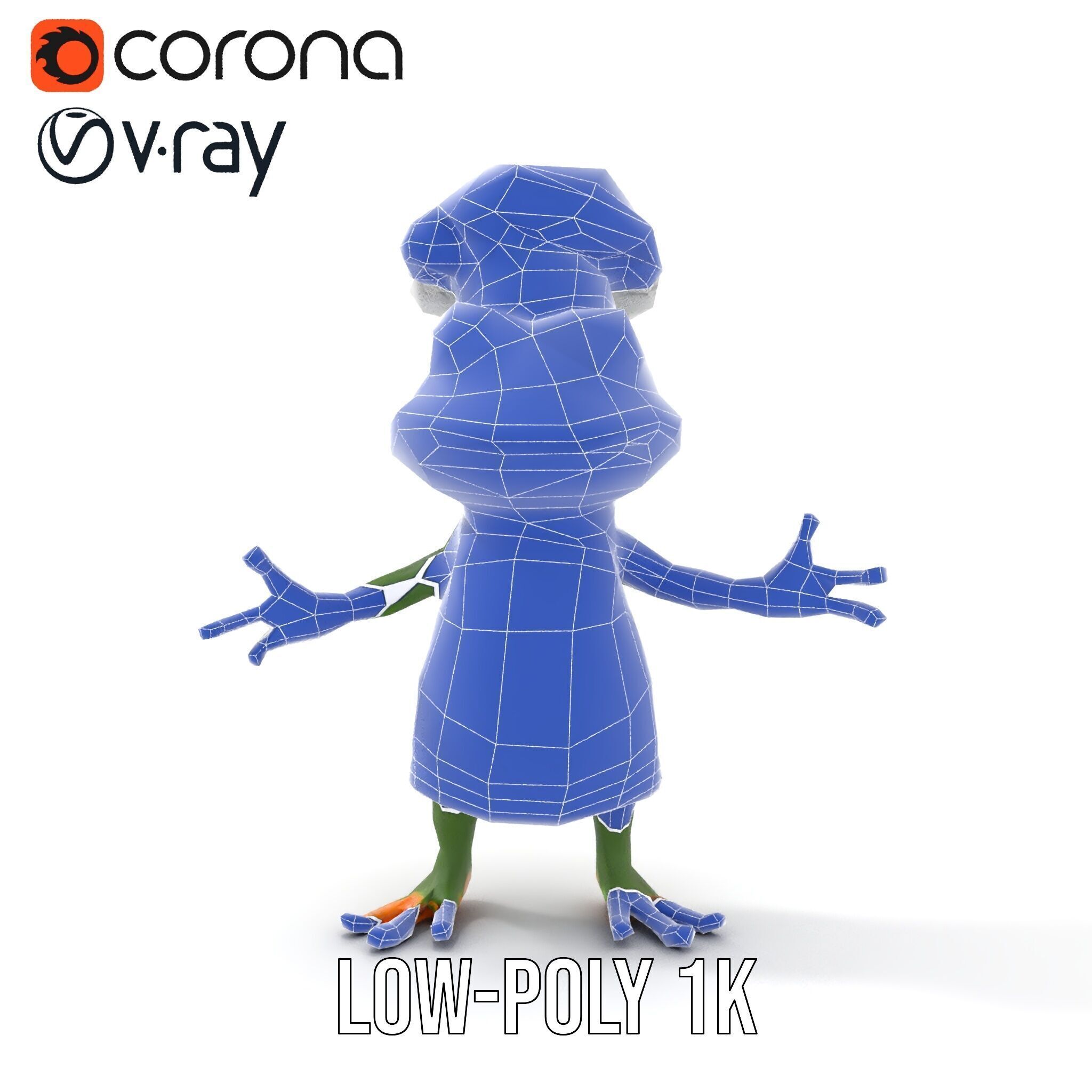 Chef Frog Character Model  Rigged and Animated Low-poly 3D model_30