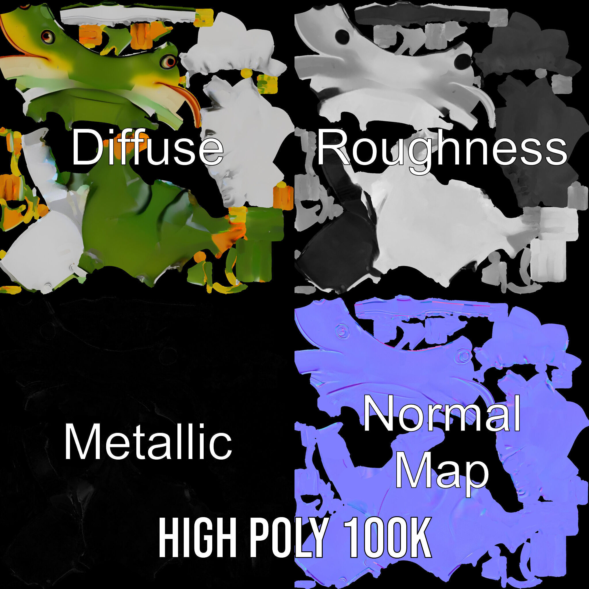 Chef Frog Character Model  Rigged and Animated Low-poly 3D model_3