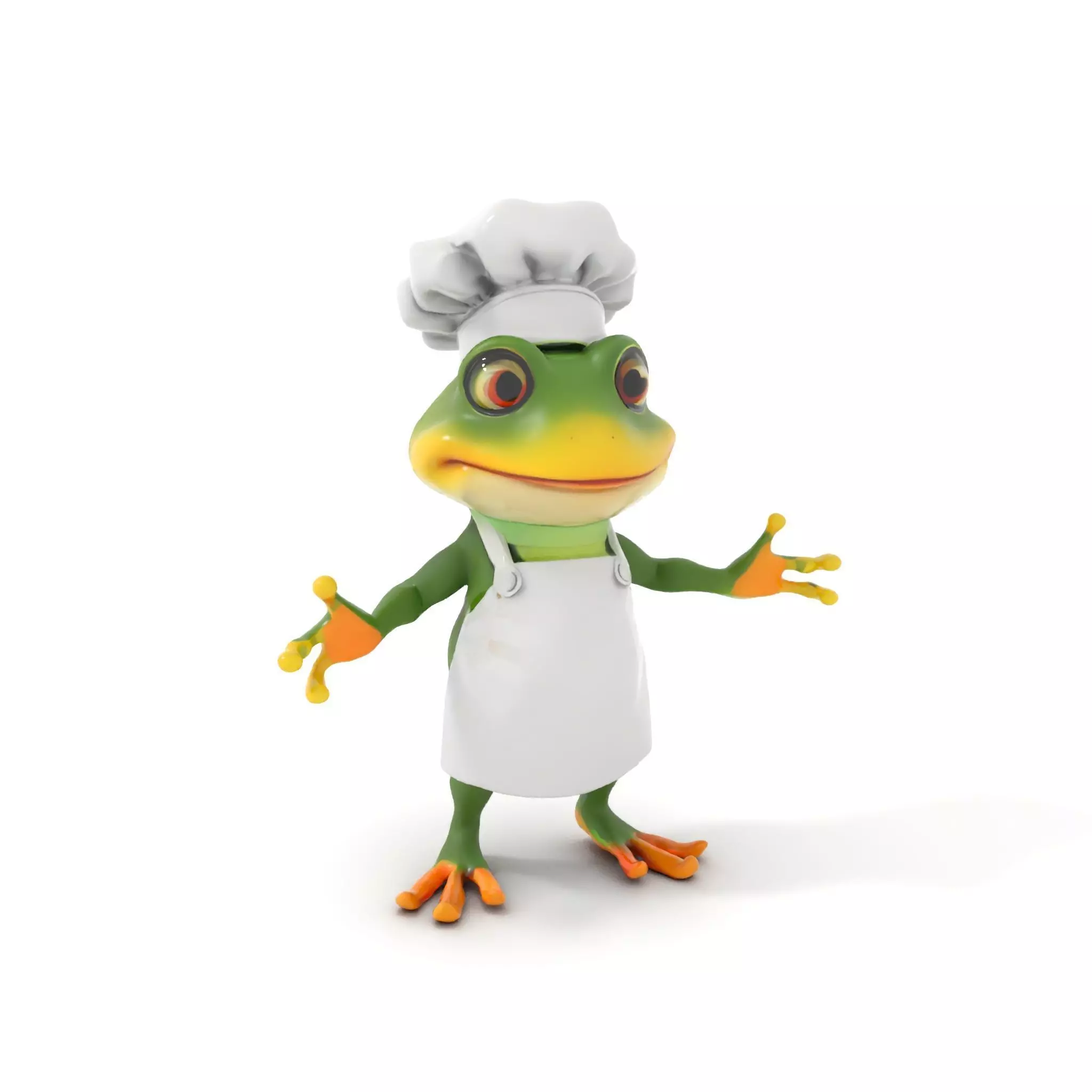Chef Frog Character Model  Rigged and Animated Low-poly 3D model_0