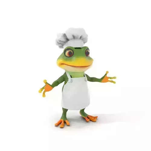 Chef Frog Character Model  Rigged and Animated Low-poly 3D model