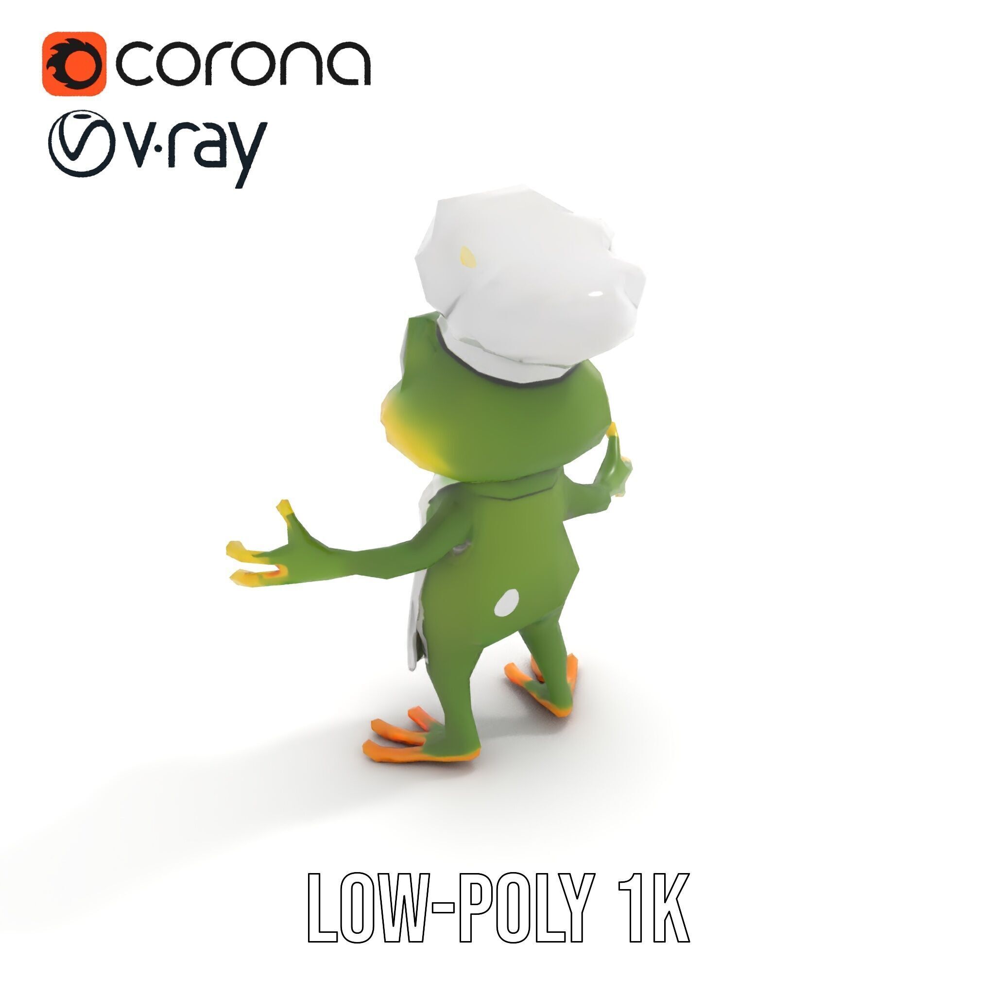Chef Frog Character Model  Rigged and Animated Low-poly 3D model_22