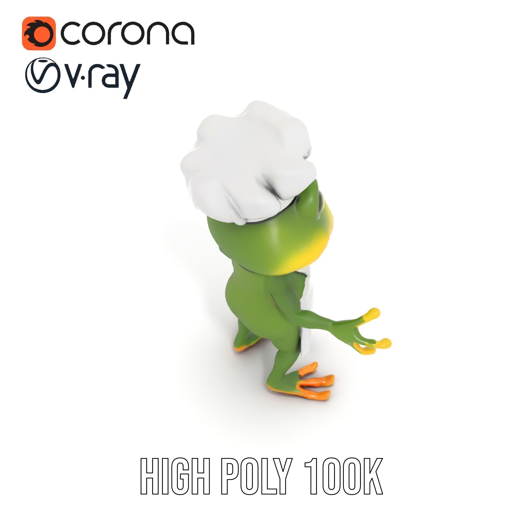 Chef Frog Character Model  Rigged and Animated Low-poly 3D model_17