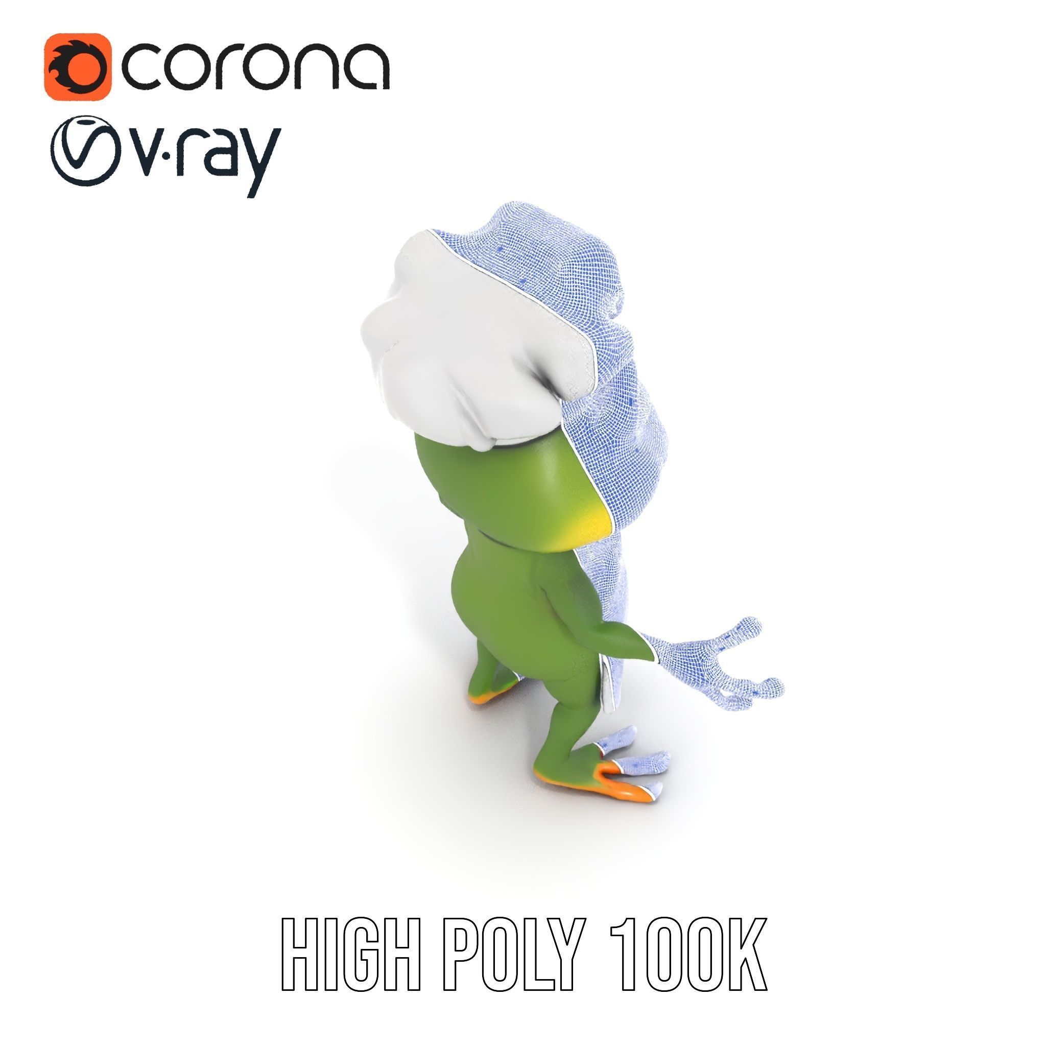 Chef Frog Character Model  Rigged and Animated Low-poly 3D model_36