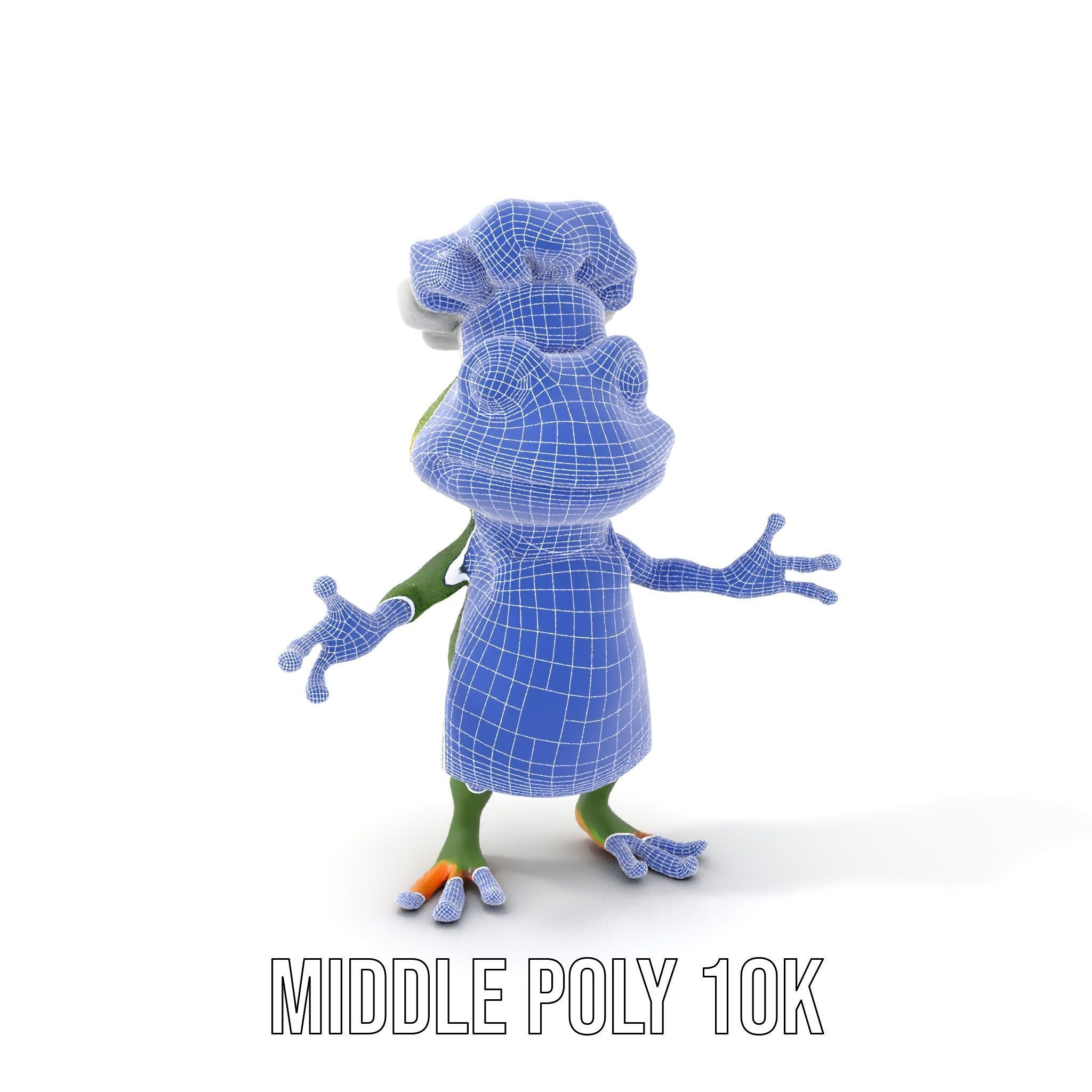 Chef Frog Character Model  Rigged and Animated Low-poly 3D model_15