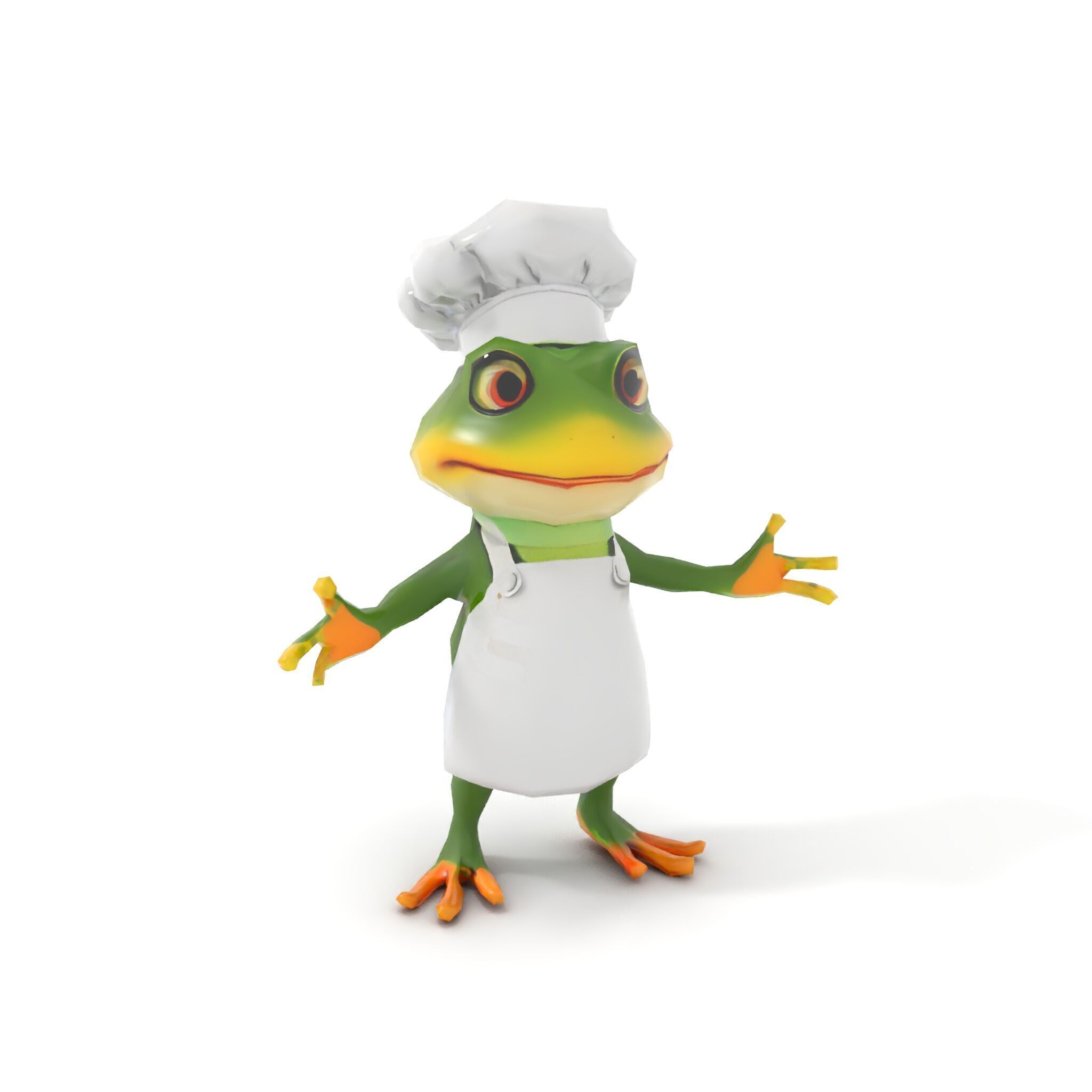 Chef Frog Character Model  Rigged and Animated Low-poly 3D model_16