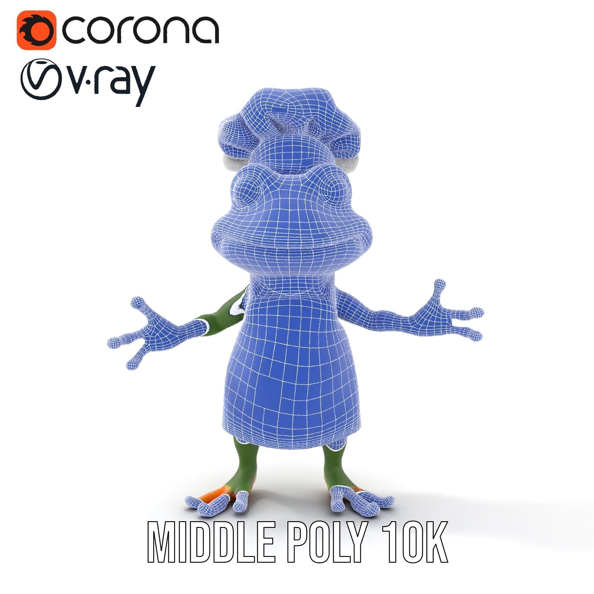 Chef Frog Character Model  Rigged and Animated Low-poly 3D model_21
