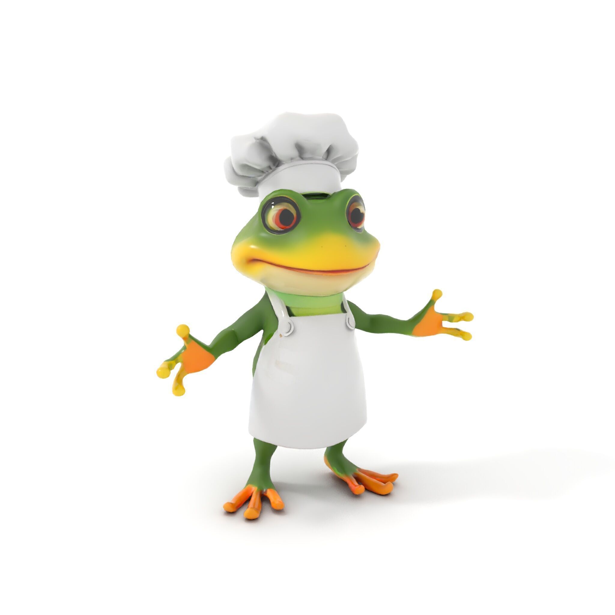 Chef Frog Character Model  Rigged and Animated Low-poly 3D model_24