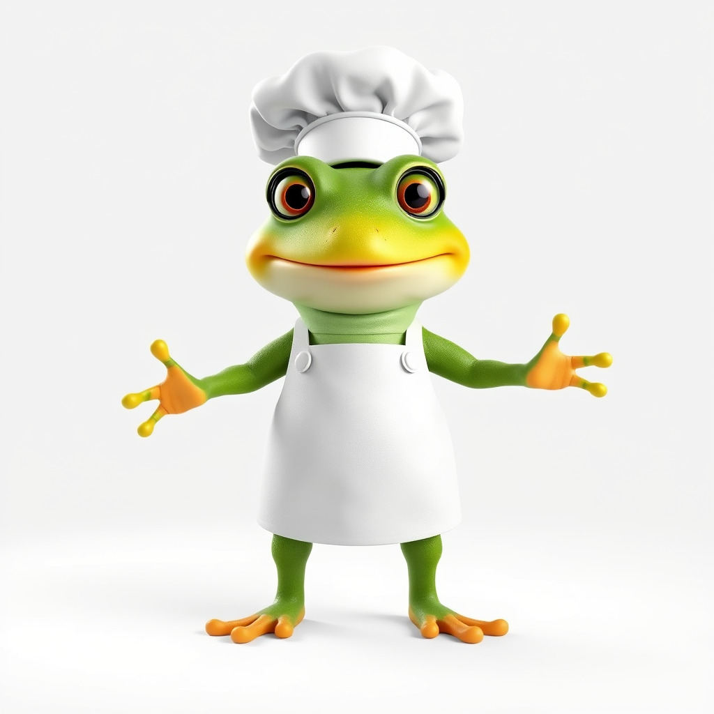 Chef Frog Character Model  Rigged and Animated Low-poly 3D model_2