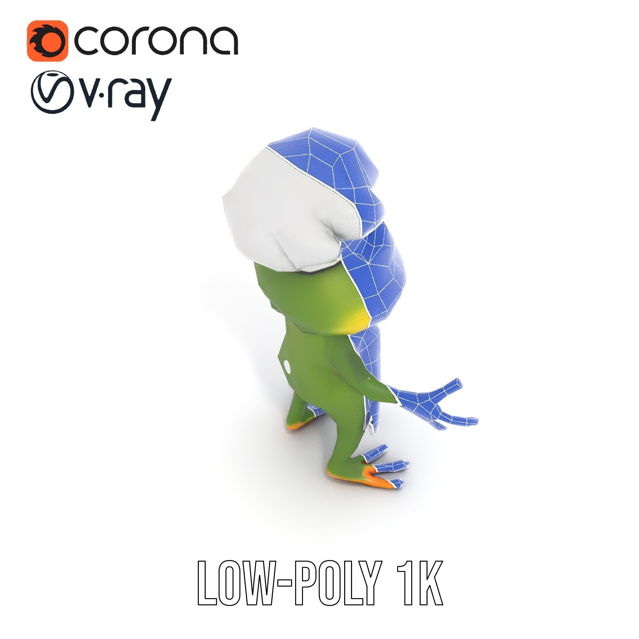 Chef Frog Character Model  Rigged and Animated Low-poly 3D model_19