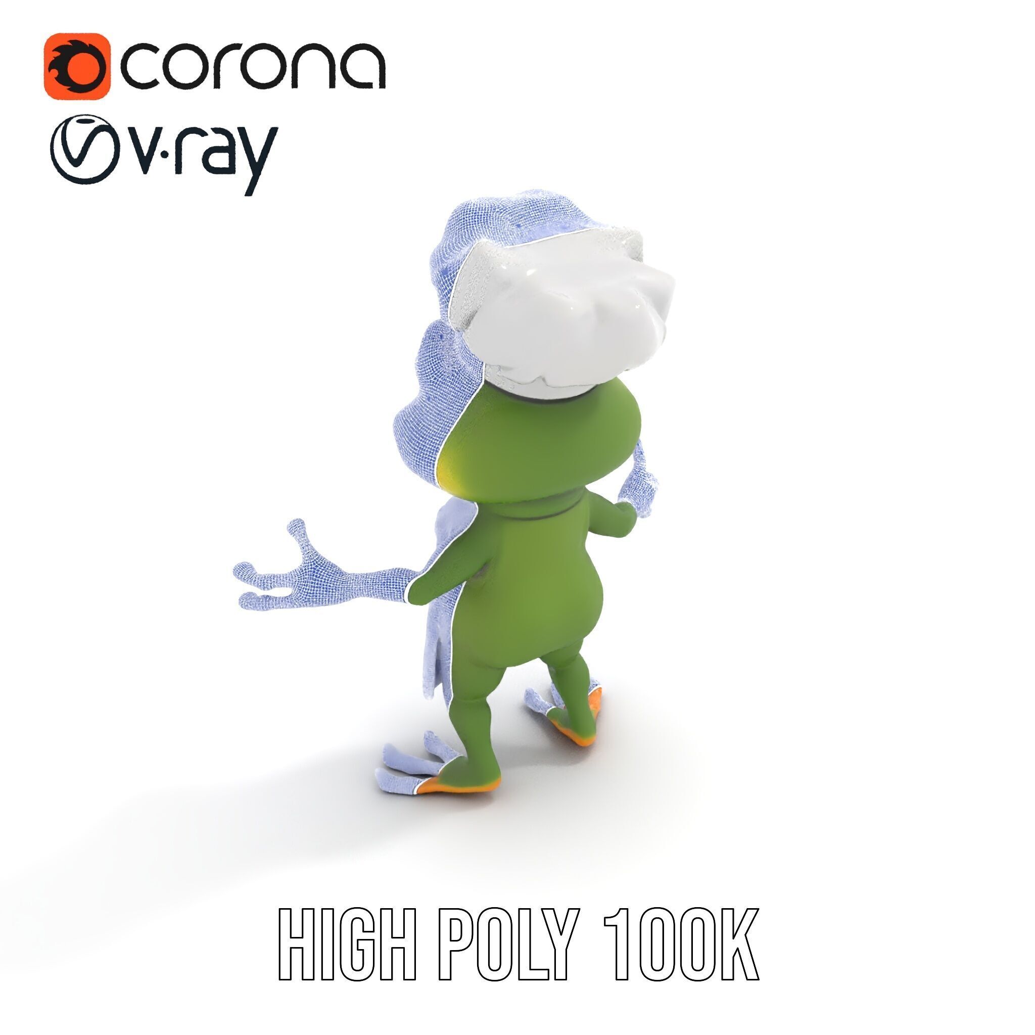 Chef Frog Character Model  Rigged and Animated Low-poly 3D model_35