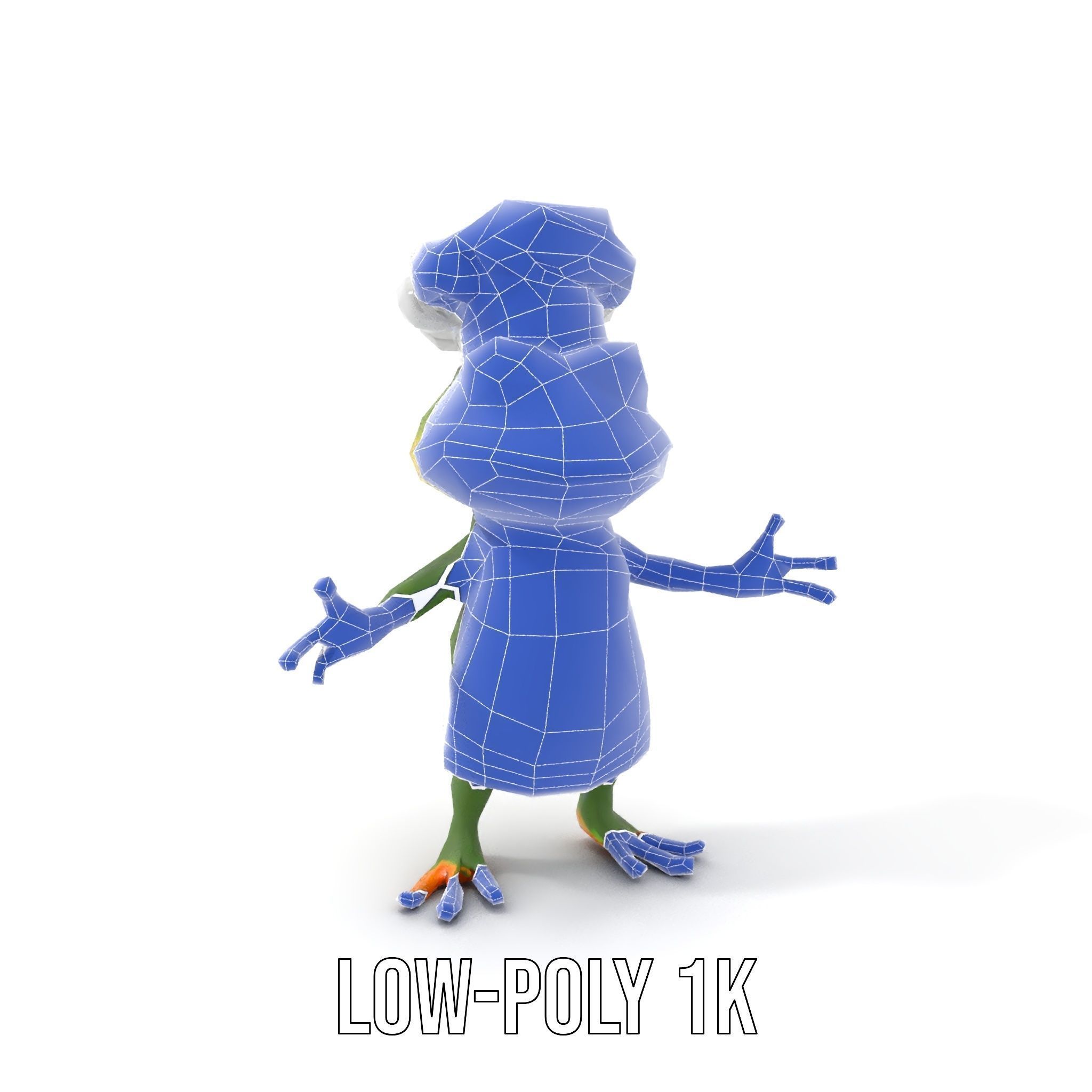 Chef Frog Character Model  Rigged and Animated Low-poly 3D model_7