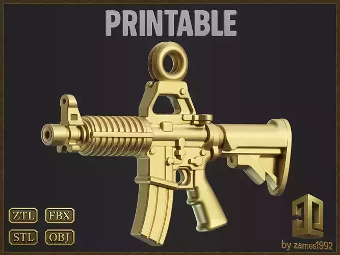 Golden Assault Rifle Pendant