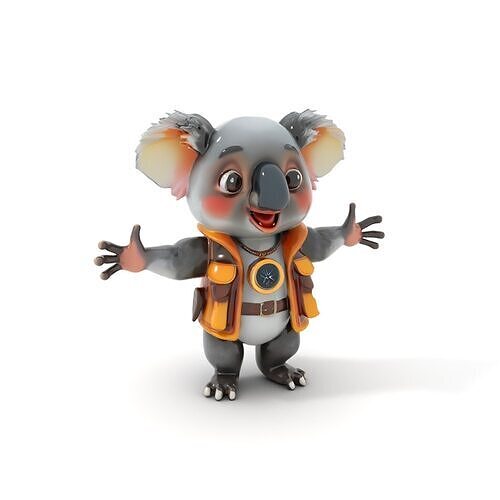 Explorer Koala Character Rigged and Animated Low-poly 3D model