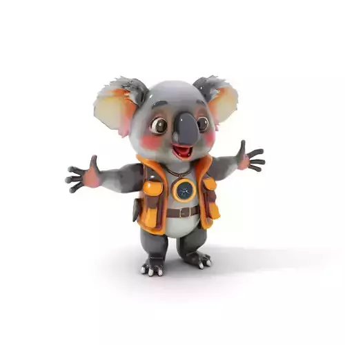 Explorer Koala Character Rigged and Animated Low-poly 3D model