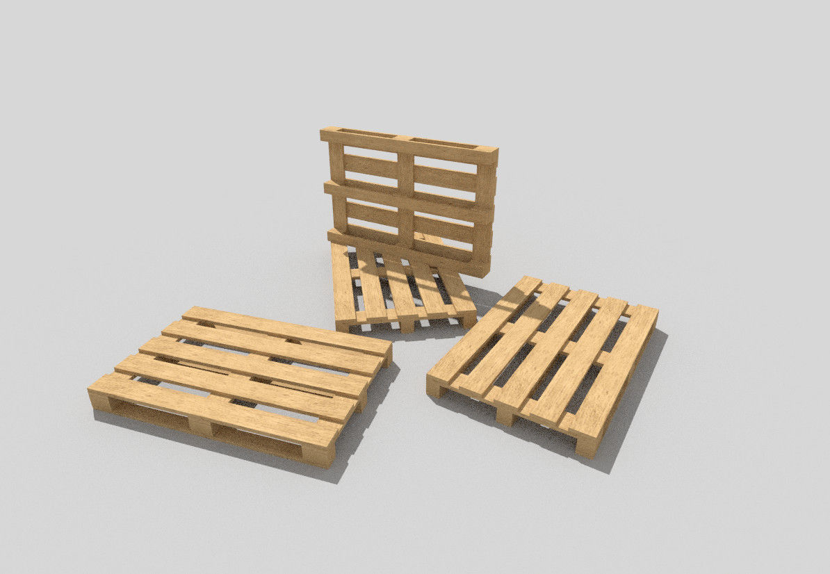 Wooden Pallet Low-poly 3D model_2