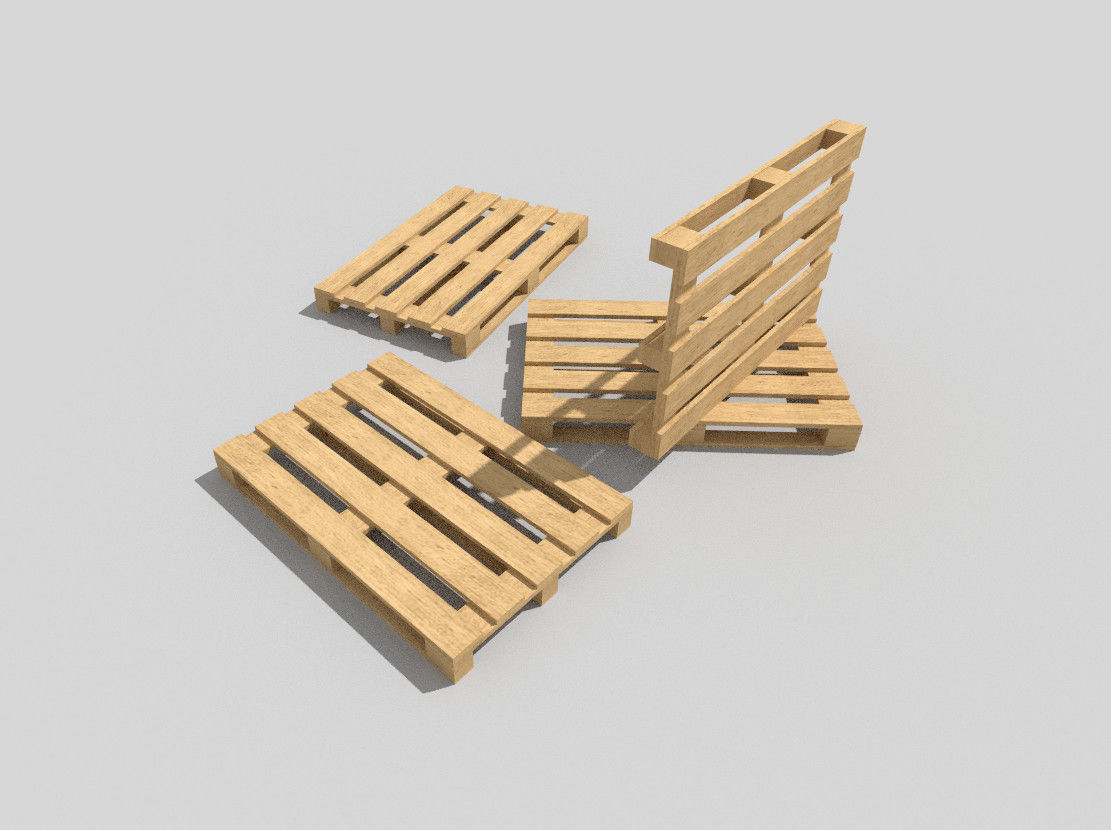 Wooden Pallet Low-poly 3D model_1