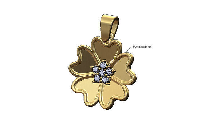 Curved japanese cherry blossom diamond cluster flower pendant 3D print model