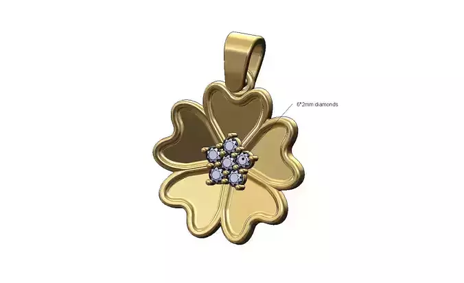 Curved japanese cherry blossom diamond cluster flower pendant