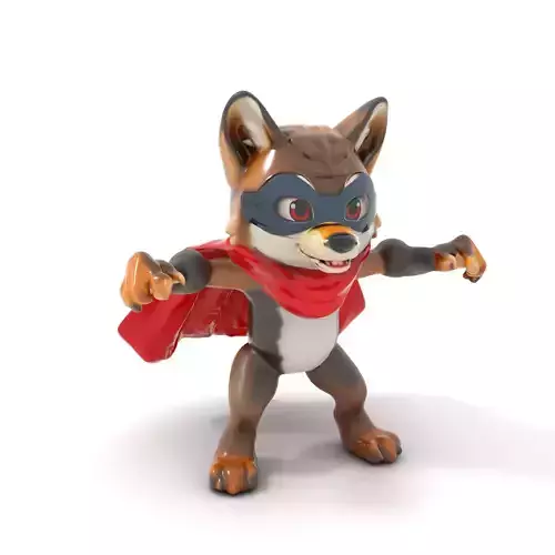 Heroic Wolf Cub Rigged and Animated D Character Model