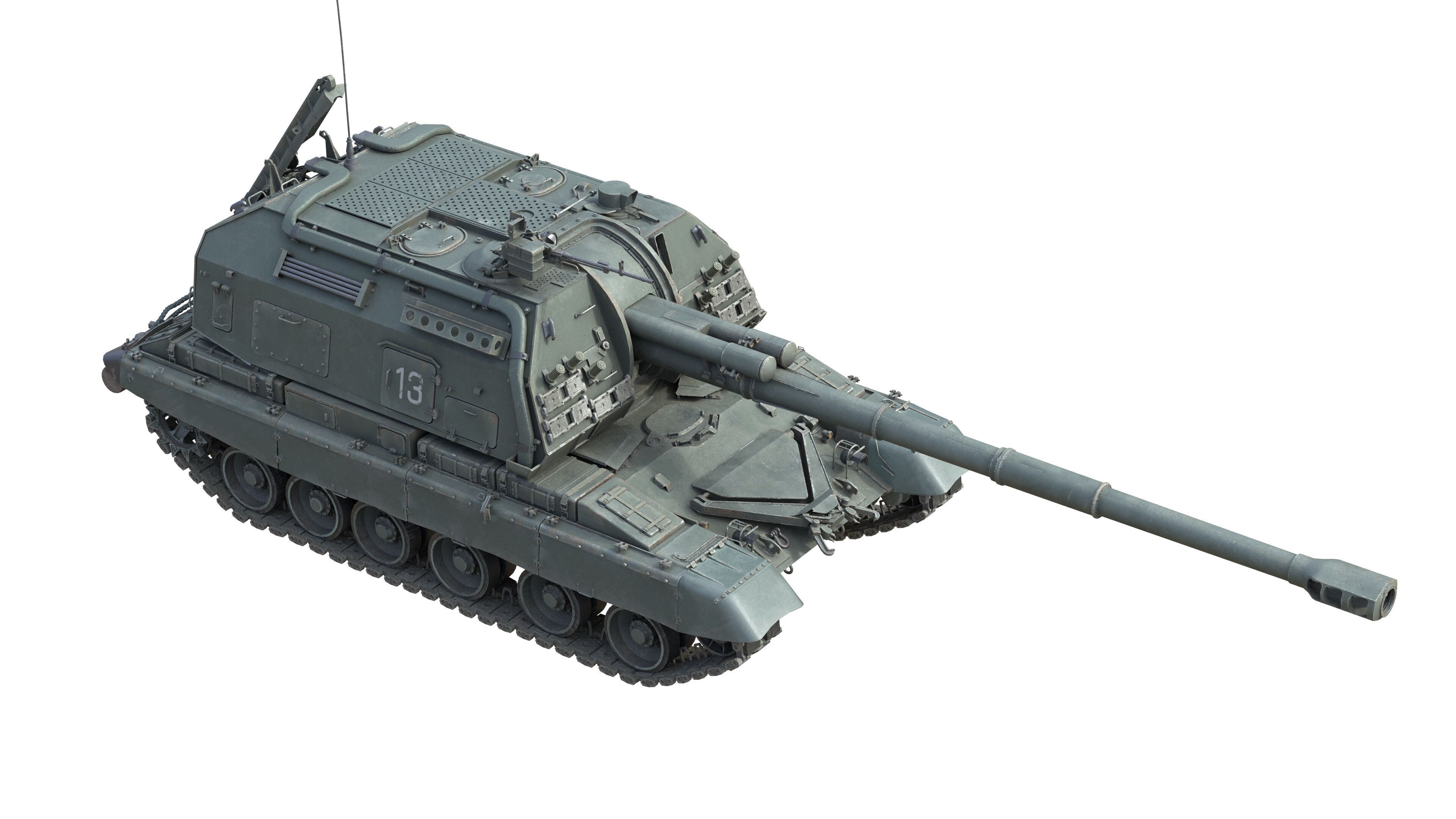 2S19 Msta-S tank Low-poly 3D model_2
