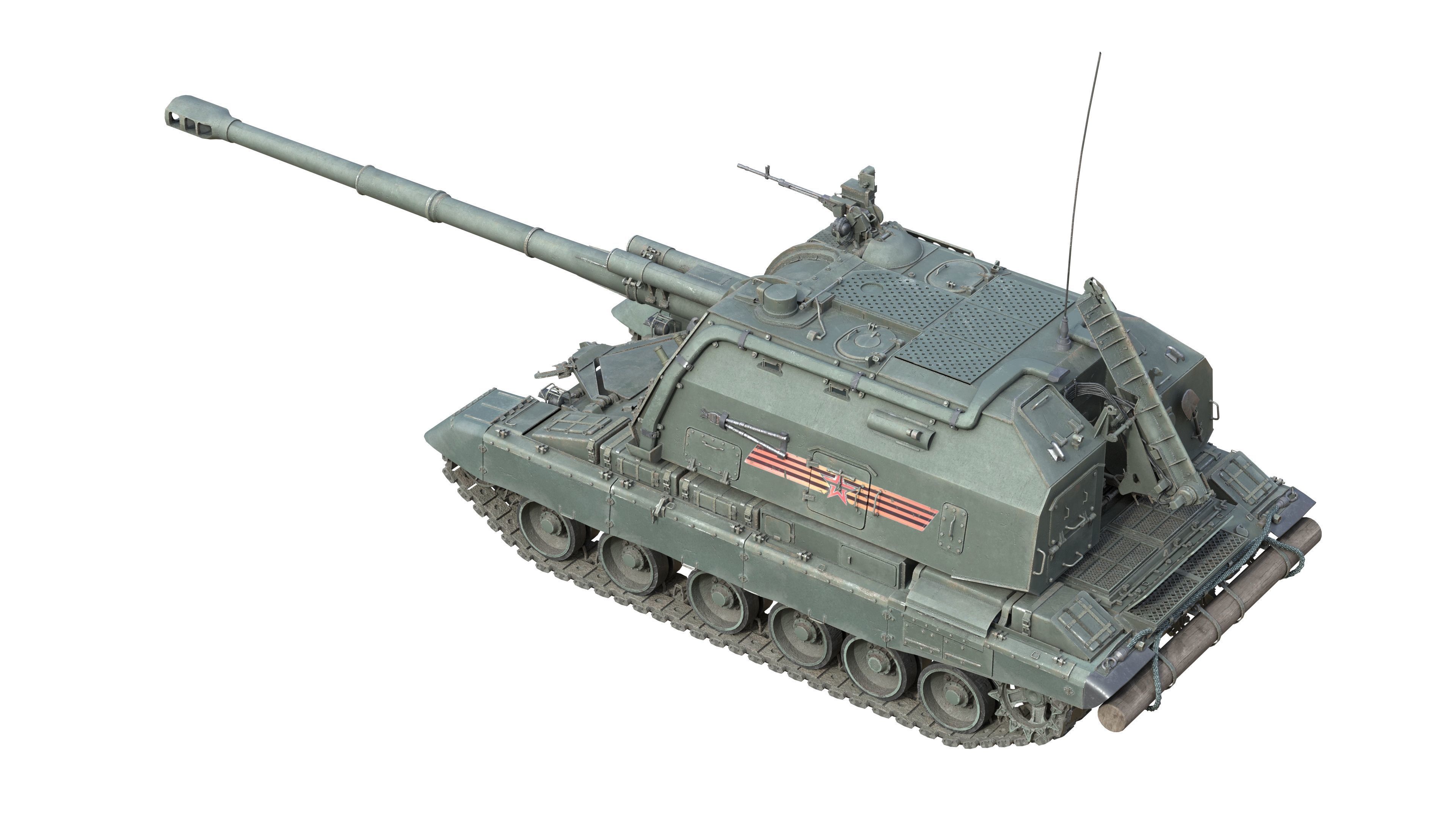 2S19 Msta-S tank Low-poly 3D model_3