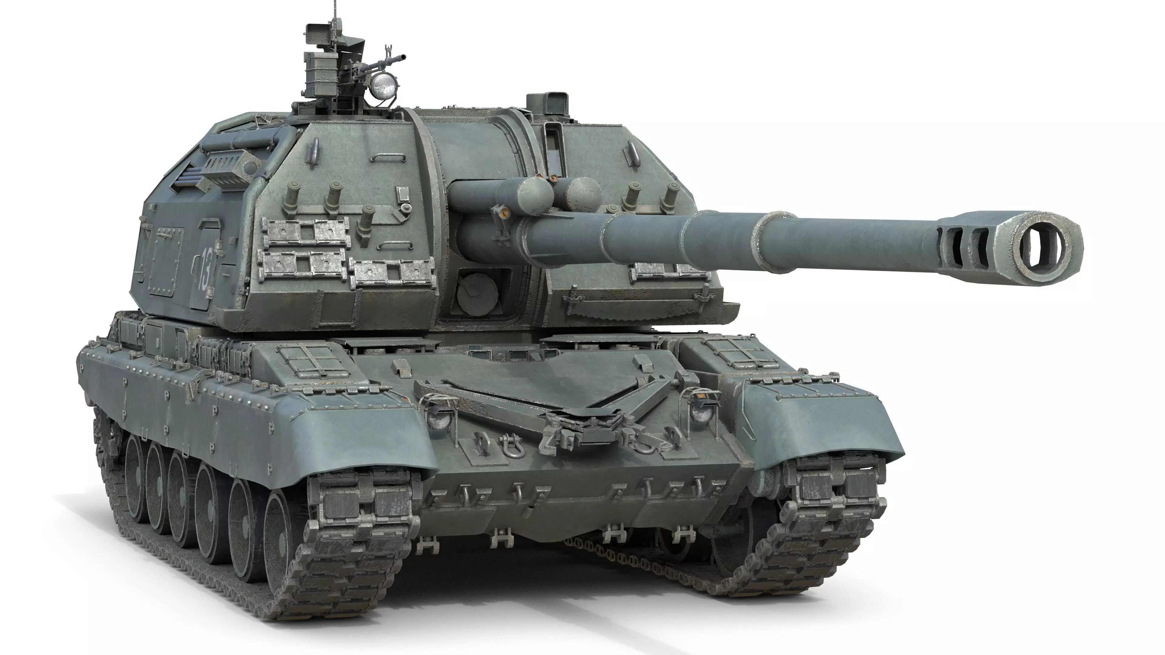 2S19 Msta-S tank Low-poly 3D model_0