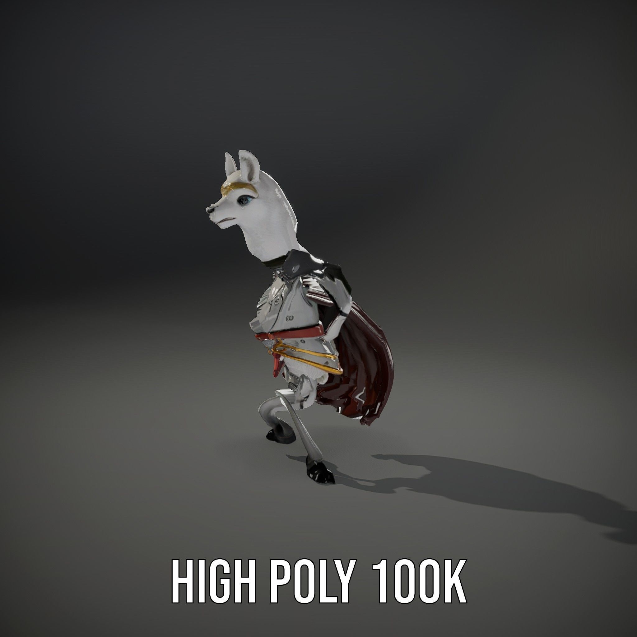 Knight Llama Character Rigged and Animated Armor Model Low-poly 3D model_23