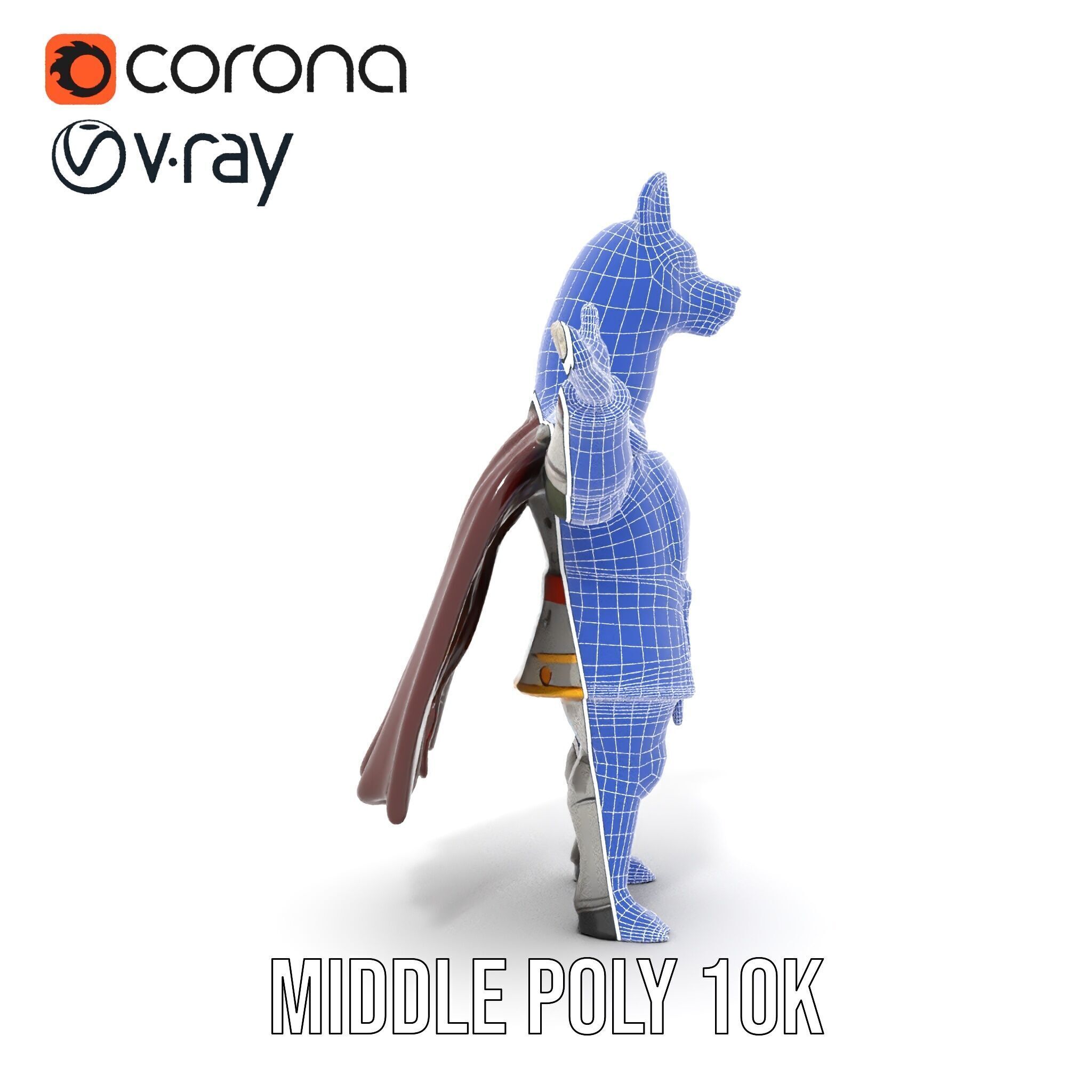 Knight Llama Character Rigged and Animated Armor Model Low-poly 3D model_34