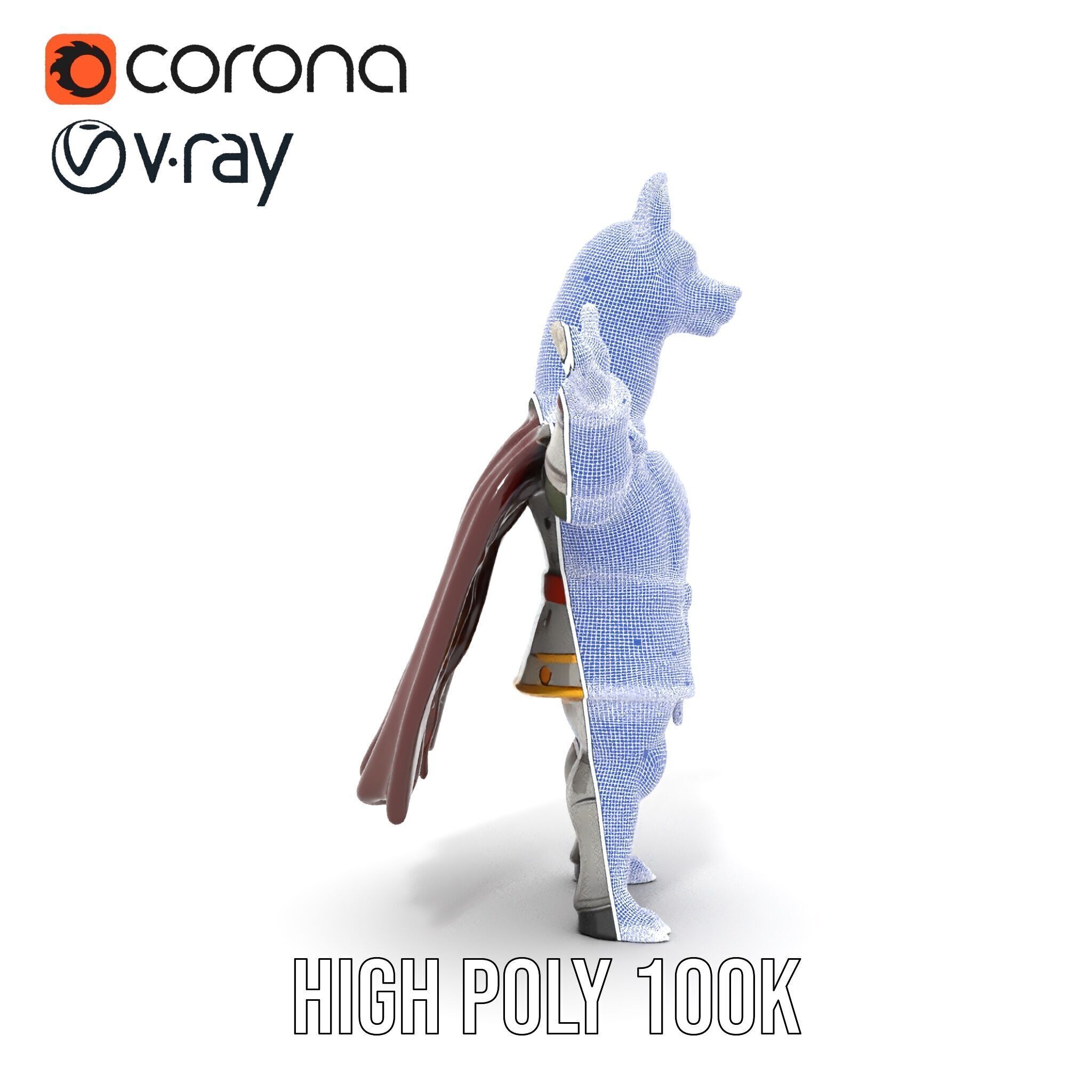 Knight Llama Character Rigged and Animated Armor Model Low-poly 3D model_35