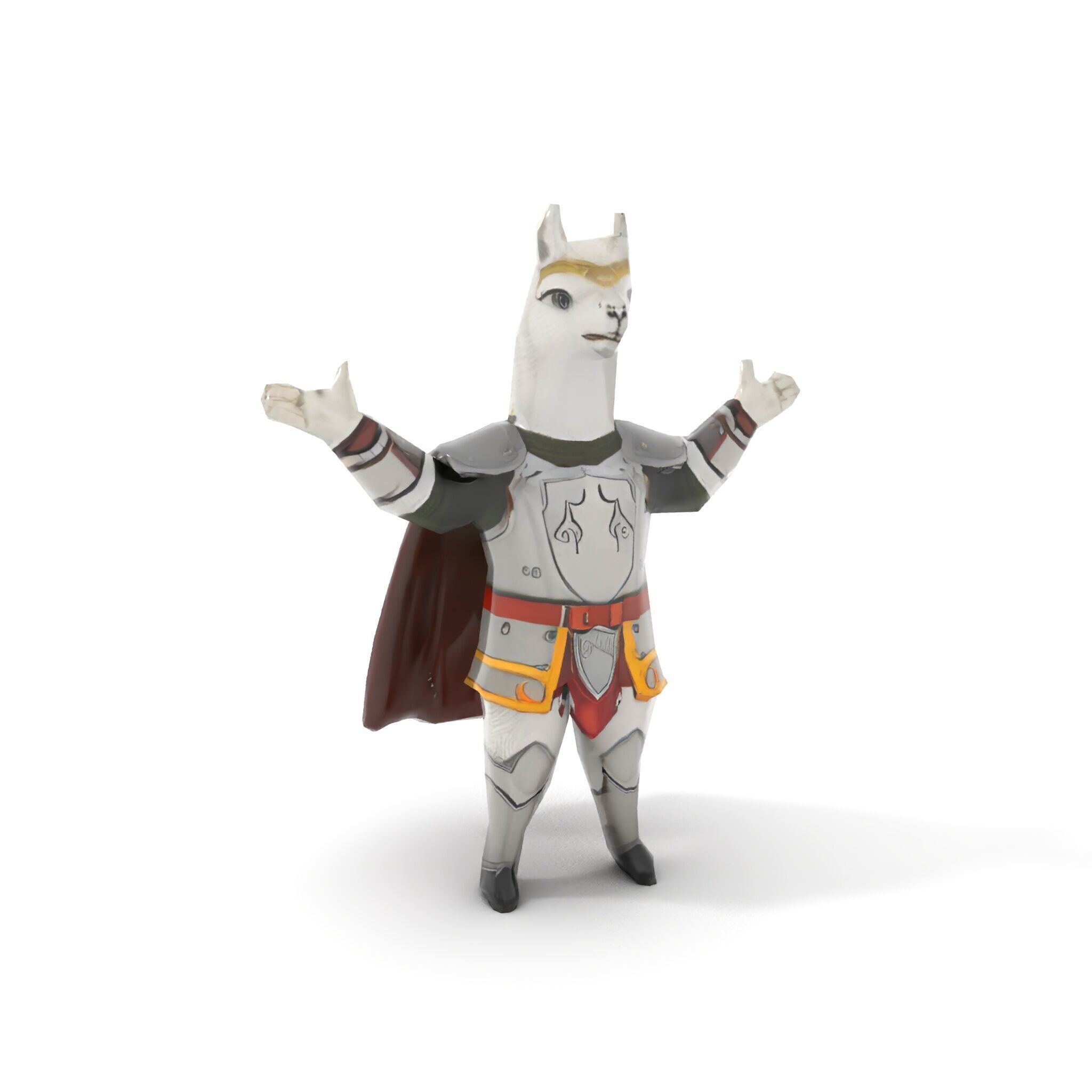 Knight Llama Character Rigged and Animated Armor Model Low-poly 3D model_22