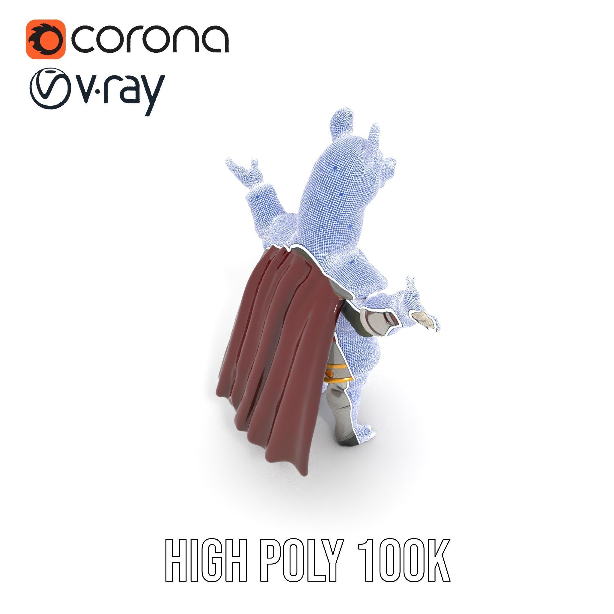 Knight Llama Character Rigged and Animated Armor Model Low-poly 3D model_31
