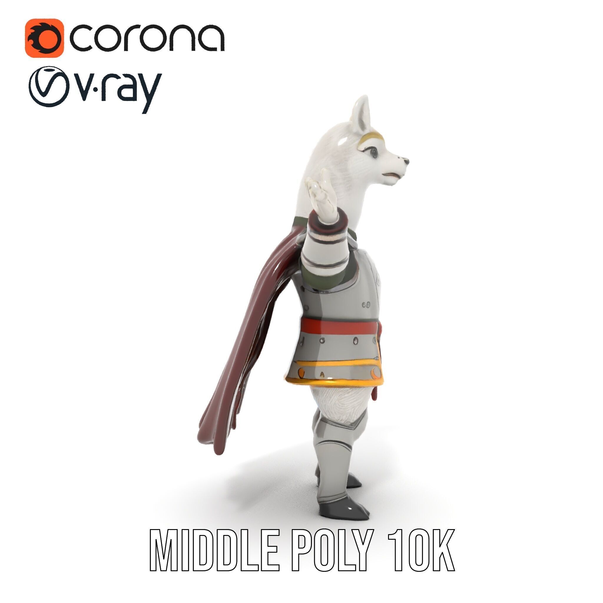 Knight Llama Character Rigged and Animated Armor Model Low-poly 3D model_21