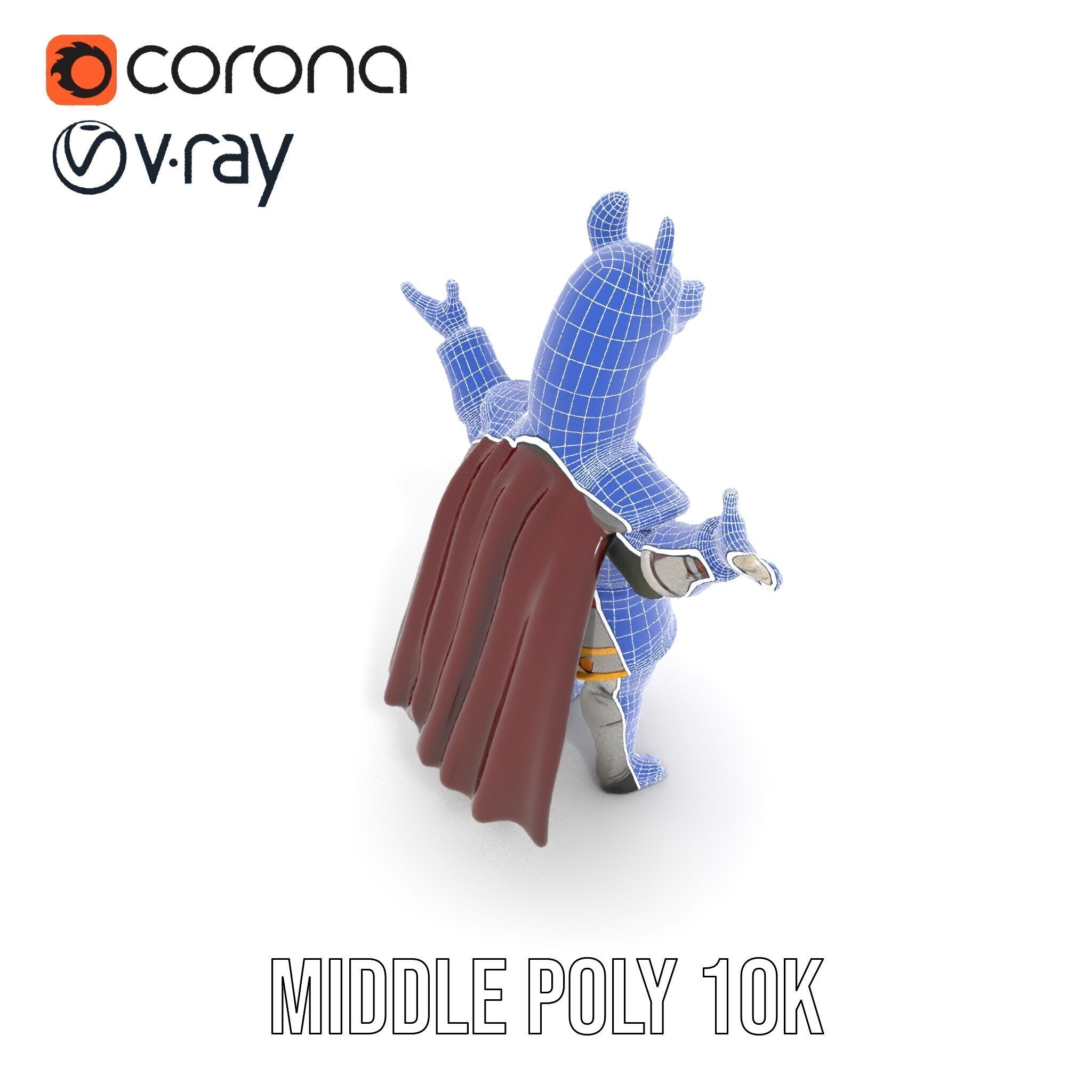 Knight Llama Character Rigged and Animated Armor Model Low-poly 3D model_27