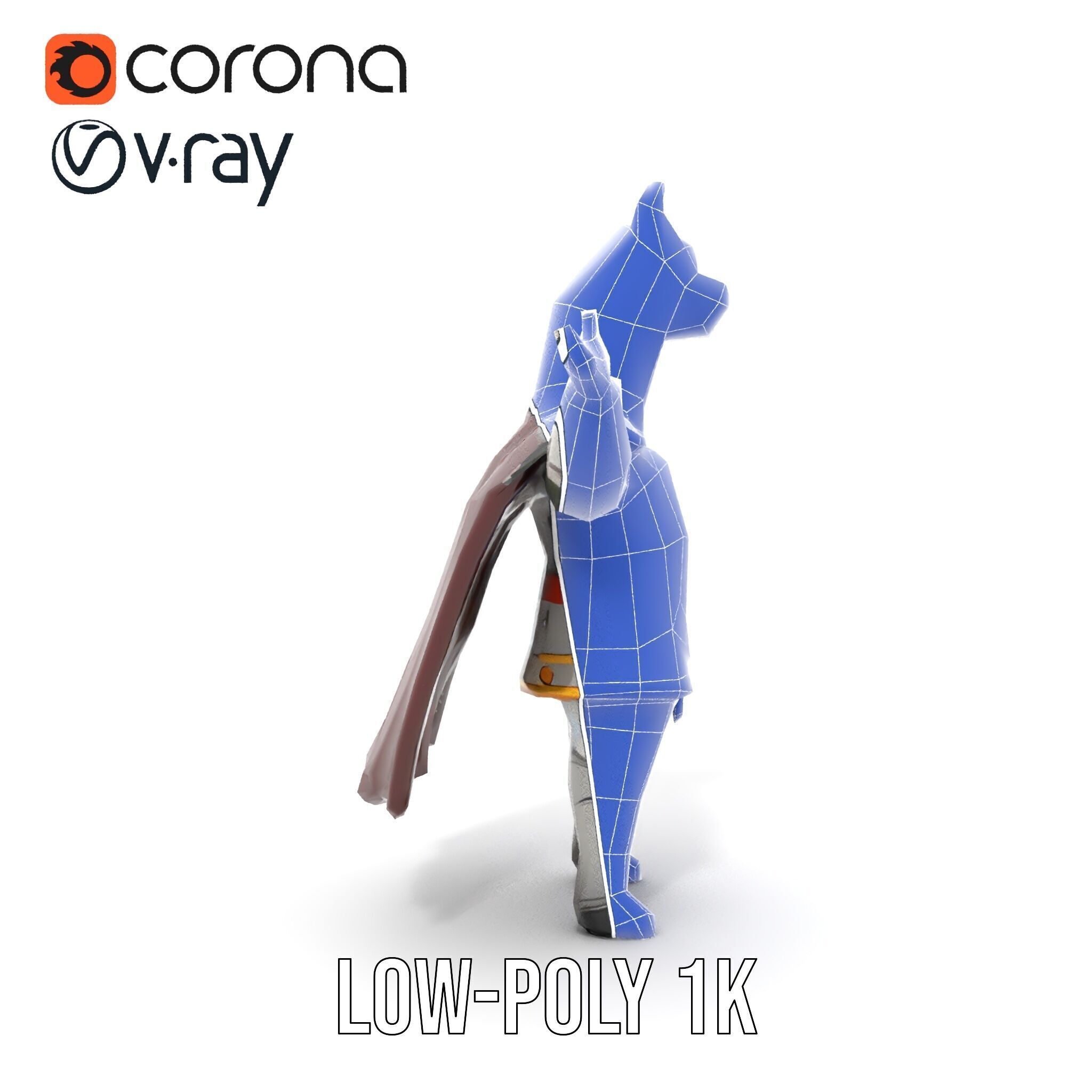 Knight Llama Character Rigged and Animated Armor Model Low-poly 3D model_30